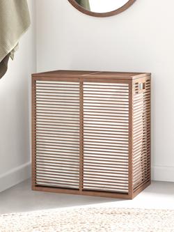 John Lewis Bamboo Double Laundry Hamper, Natural Dark - view 2, Natural Dark