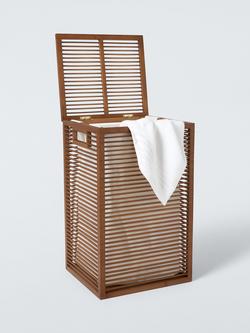 John Lewis Bamboo Single Laundry Hamper, Natural Dark - view 2, Natural Dark