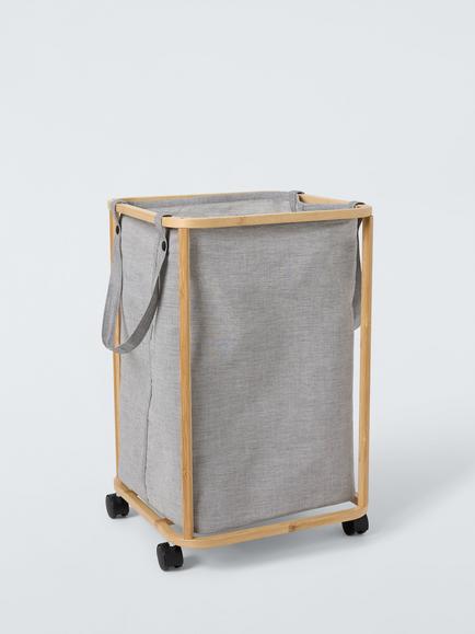 John Lewis Rolling Laundry Hamper, Grey, Grey