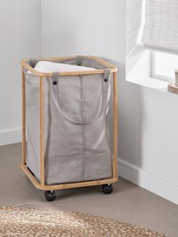 John Lewis Rolling Laundry Hamper, Grey - view 2, Grey