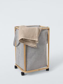 John Lewis Rolling Laundry Hamper, Grey - view 2, Grey