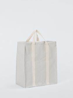John Lewis Stripe Double Laundry Bag, Grey, Grey