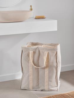 John Lewis Stripe Double Laundry Bag, Grey - view 2, Grey