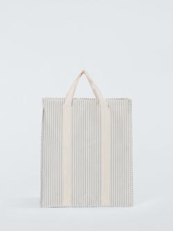 John Lewis Stripe Double Laundry Bag, Grey - view 2, Grey