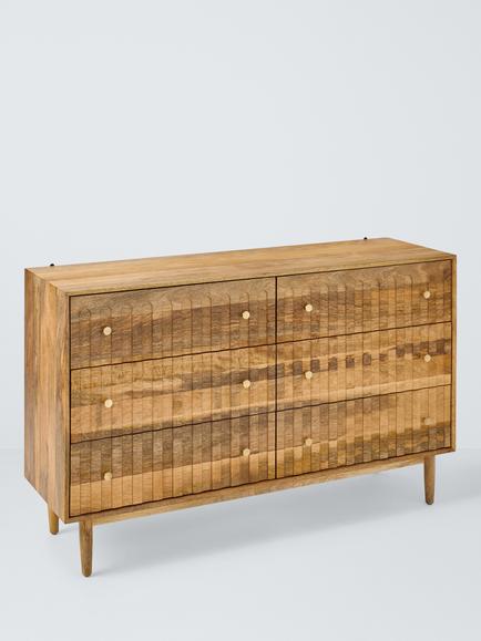 John Lewis Groove 6 Drawer Chest, Mango Wood, Mango Wood