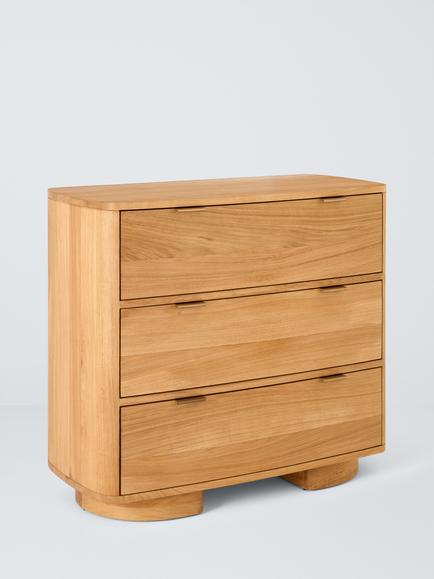 John Lewis Column 3 Drawer Chest, Oak, Natural