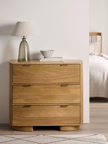 John Lewis Column 3 Drawer Chest, Oak - view 2, Oak