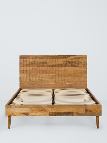 John Lewis Groove Bed Frame, Double, Mango Wood - view 2, Mango Wood
