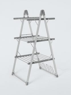 John Lewis Heated Foldable Indoor Clothes Airer with Timer, Grey
