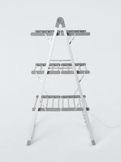 John Lewis Heated Foldable Indoor Clothes Airer with Timer - view 2, Grey