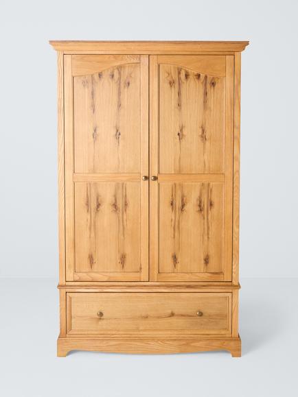 John Lewis Weathered Oak Double Door with Drawer Wardrobe, Oak - view 2, Oak