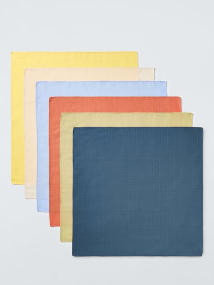 John Lewis Colourblock Muslin Squares, Pack of 6, Multi, Multi