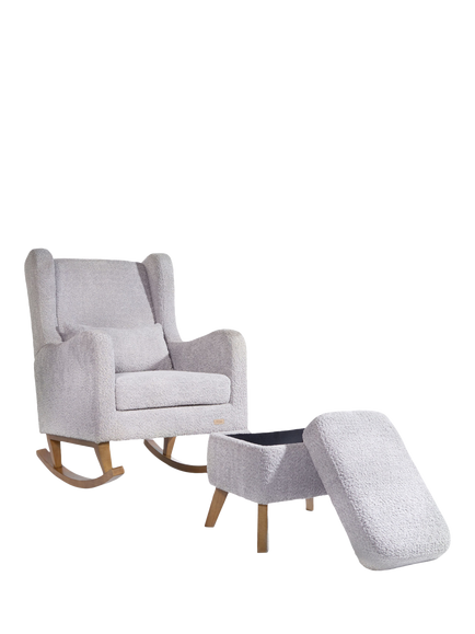Tutti Bambini Harper Wingback Rocking Chair & Storage Footstool, Cloud Grey, Cloud Grey