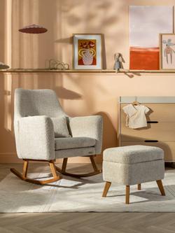 Tutti Bambini Oscar Luxe Rocking Chair & Storage Footstool - view 2, Mushroom