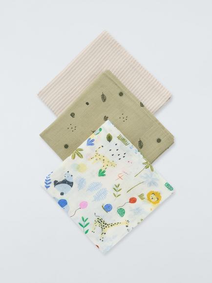 John Lewis Eden Safari Soft Large Muslin Squares, Pack of 3, Multi