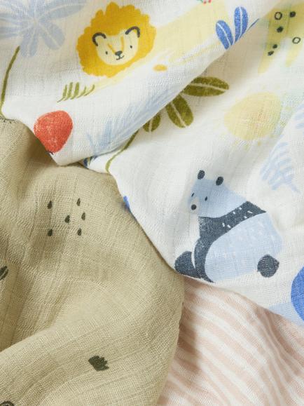 John Lewis Eden Safari Soft Large Muslin Squares, Pack of 3 - view 2, Multi