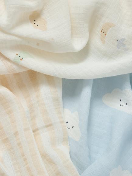 John Lewis Daydream Moon Large Muslin Squares, Pack of 3 - view 2, Multi
