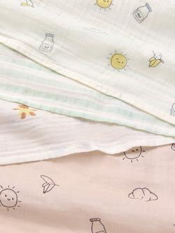 John Lewis Daydream Bear Breakfast Print Muslin Squares, Pack of 6 - view 2, Multi