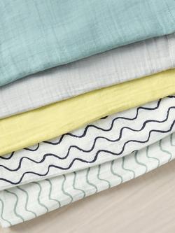 John Lewis Waves Muslin Squares, Pack of 6 - view 2, Multi