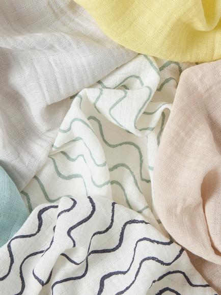 John Lewis Waves Muslin Squares, Pack of 6 - view 2, Multi