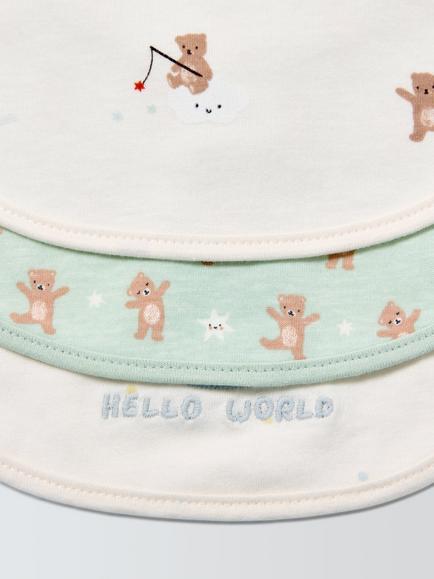 John Lewis Daydream Bear Round Bibs, Pack of 3 - view 2, Multi