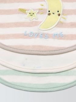 John Lewis Daydream Moon Mummy & Daddy Round Bibs, Pack of 3 - view 2, Multi