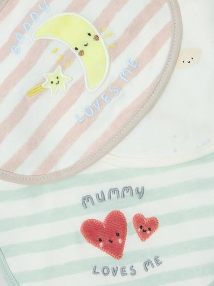 John Lewis Daydream Moon Mummy & Daddy Round Bibs, Pack of 3 - view 2, Multi
