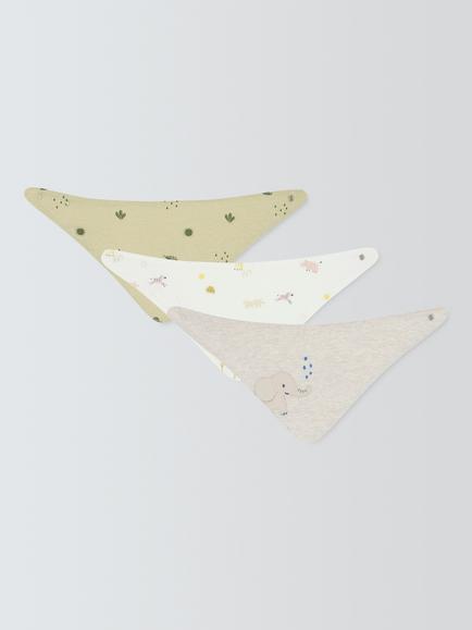 John Lewis Eden Safari Soft Dribble Bibs, Pack of 3, Multi