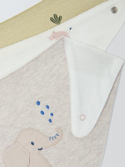 John Lewis Eden Safari Soft Dribble Bibs, Pack of 3 - view 2, Multi