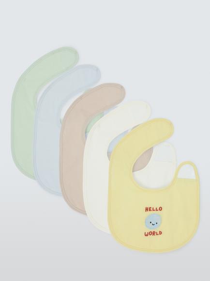 John Lewis Daydream Moon Round Bibs, Pack of 5, Multi