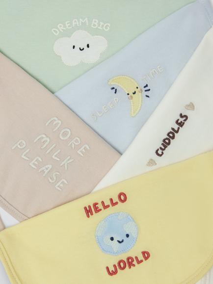 John Lewis Daydream Moon Round Bibs, Pack of 5 - view 2, Multi