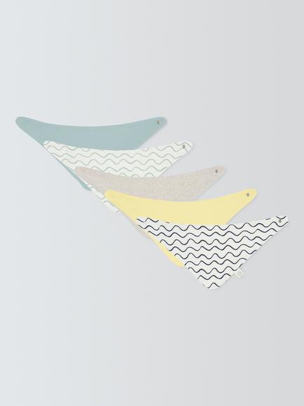 John Lewis Waves Dribble Bibs, Pack of 5, Multi