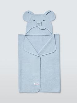 John Lewis Eden Safari Bold Elephant Hooded Towel, Blue, Blue