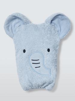 John Lewis Eden Safari Bold Elephant Wash Mitt, Blue, Blue