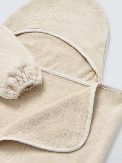 John Lewis Eden Safari Soft Elephant Burnout Hooded Towel & Wash Mitt Set, Brown - view 2, Brown