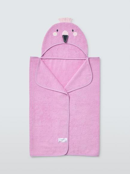 John Lewis Eden Safari Bold Flamingo Baby Hooded Towel, Pink, Pink
