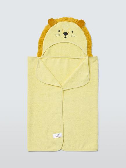 John Lewis Eden Safari Bold Lion Baby Hooded Towel, Yellow, Yellow
