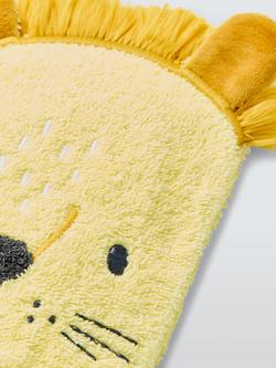 John Lewis Eden Safari Bold Lion Wash Mitt, Yellow - view 2, Yellow