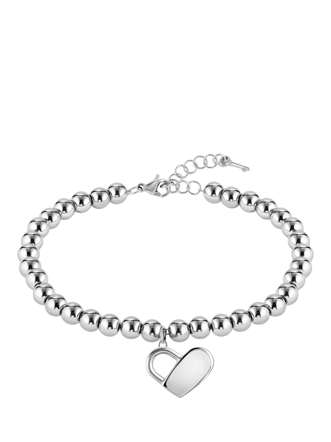 Product image 1 of 4, which shows HUGO BOSS Beaded Padlock Charm Bracelet, Silver