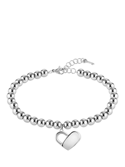 HUGO BOSS Beaded Padlock Charm Bracelet, Silver, Silver
