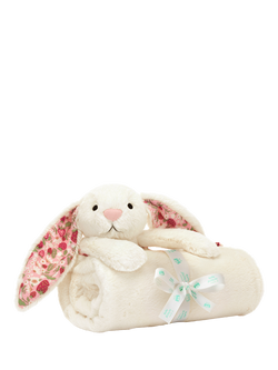 Jellycat Blossom Bunny Blankie, Cream, Cream