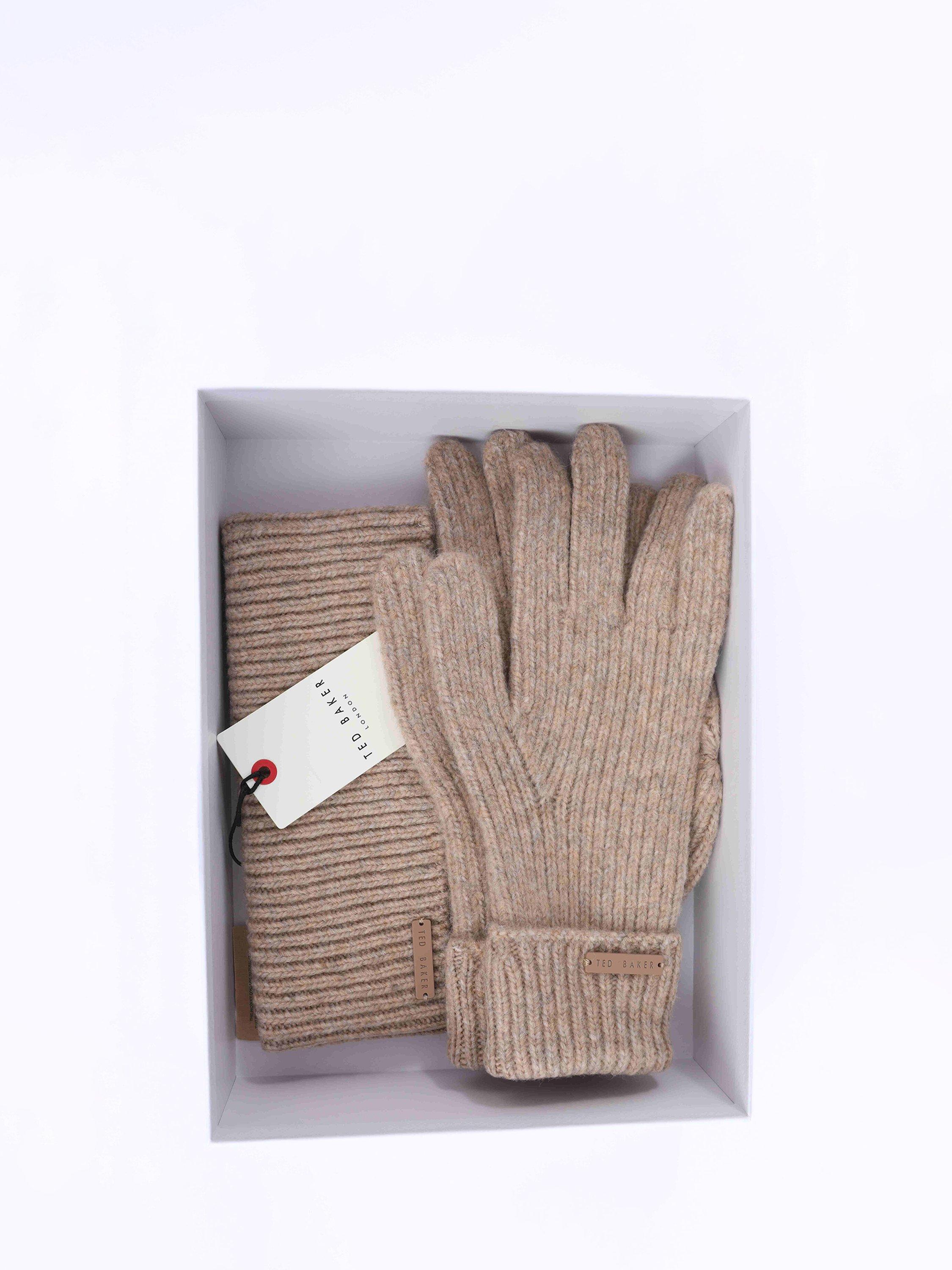 Product image 1 of 5, which shows Ted Baker Lidias Hat & Glove Set, Camel