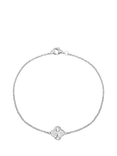 Simply Silver Diamond Cut Clover Bangle, Silver