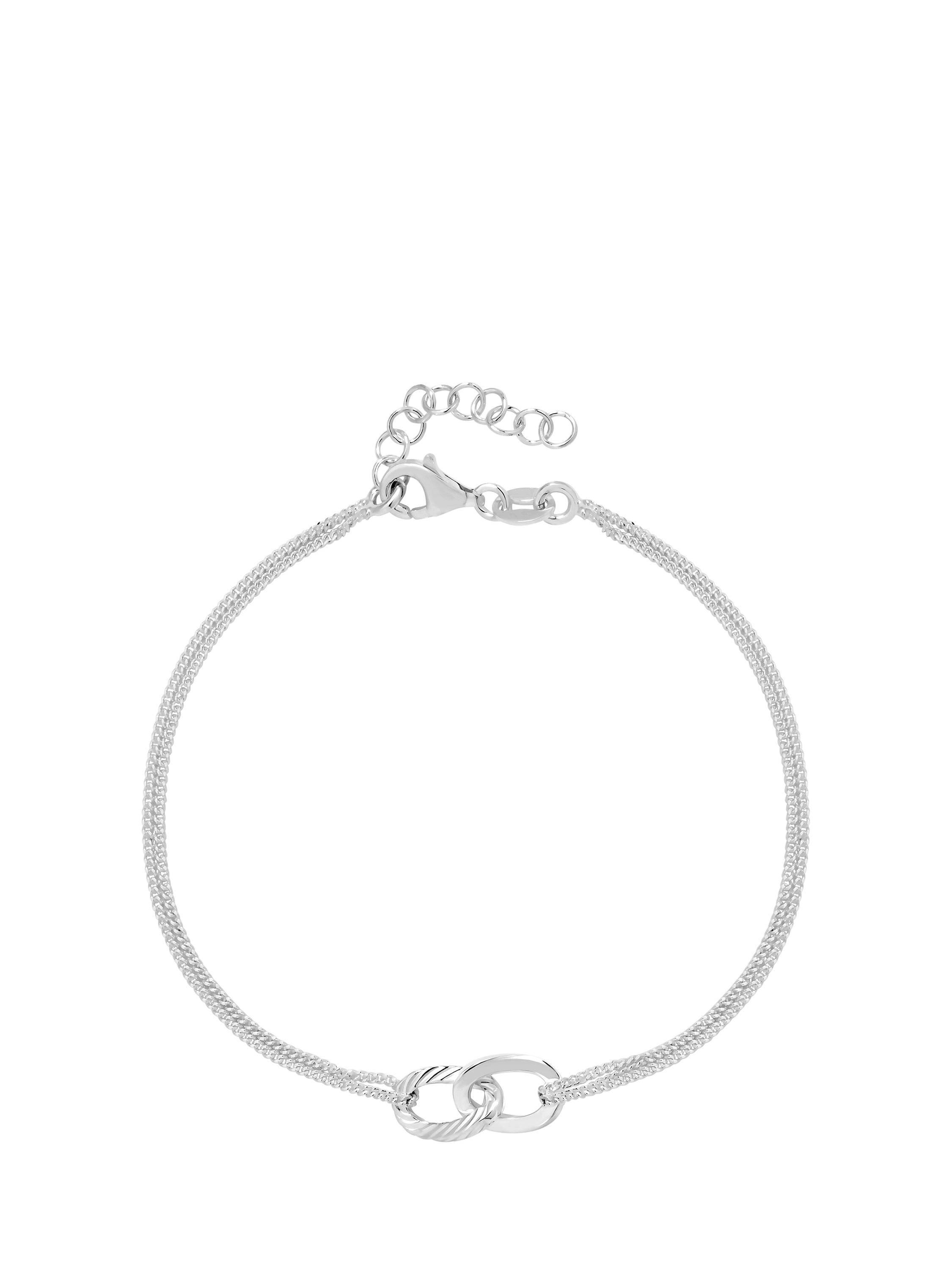 Product image 1 of 4, which shows Simply Silver Diamond Cut Interlink Bracelet