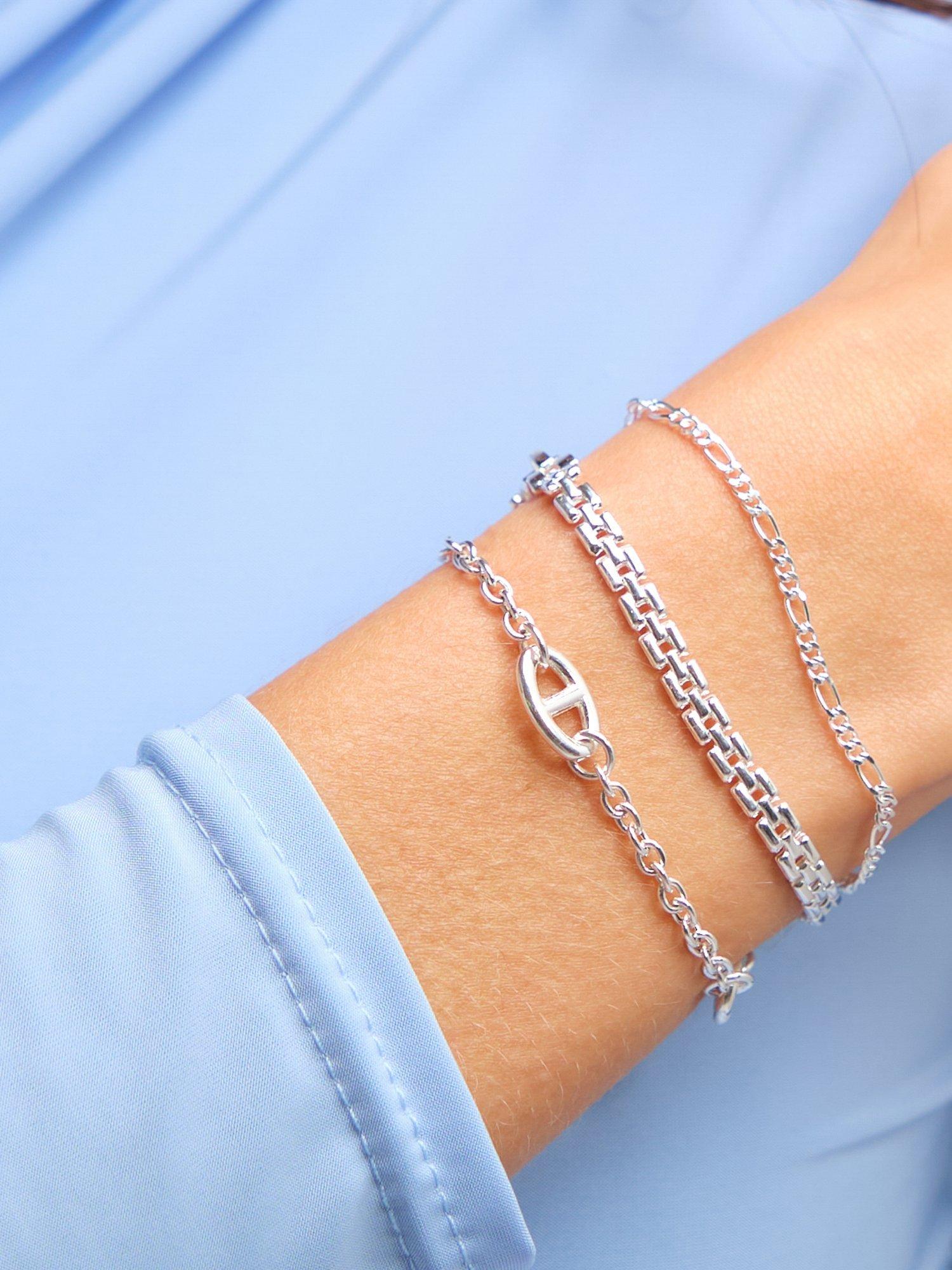 Product image 2 of 4, which shows Simply Silver Polished Gate Chain Bracelet