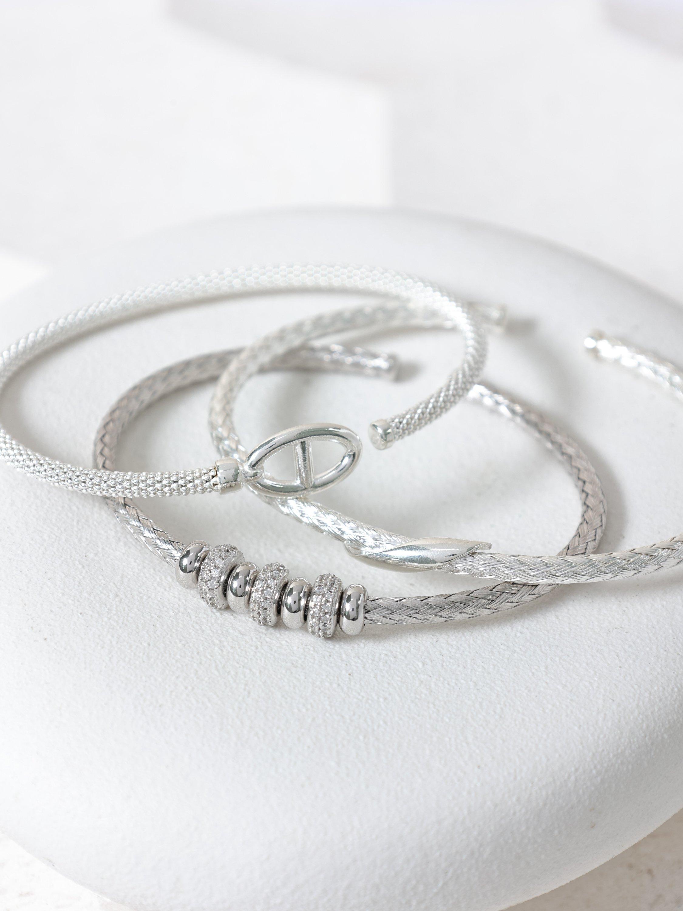 Product image 3 of 5, which shows Simply Silver Marine Cuff Bracelet, Silver
