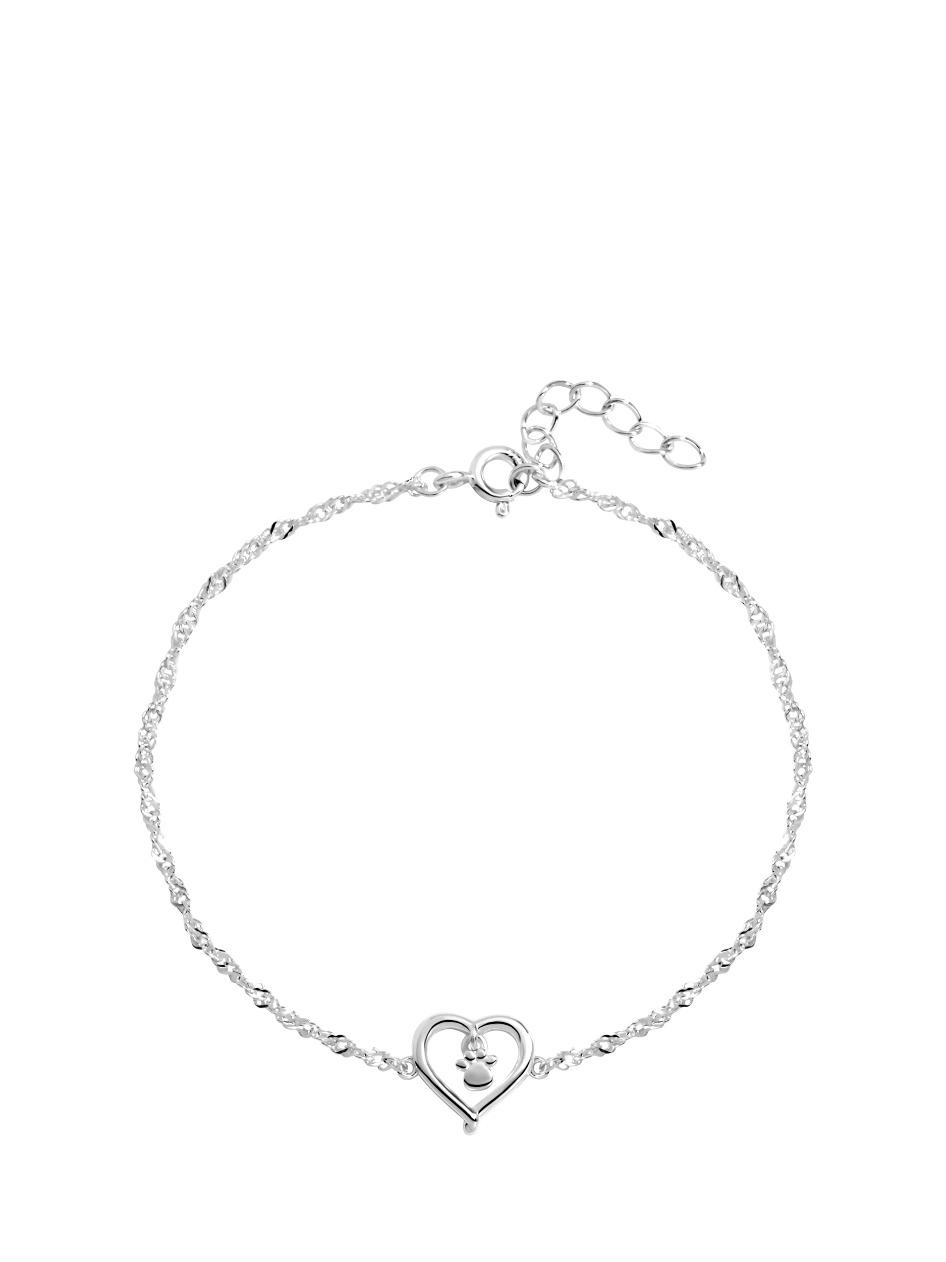 Product image 1 of 3, which shows Simply Silver Paw Print Heart Bracelet, Silver
