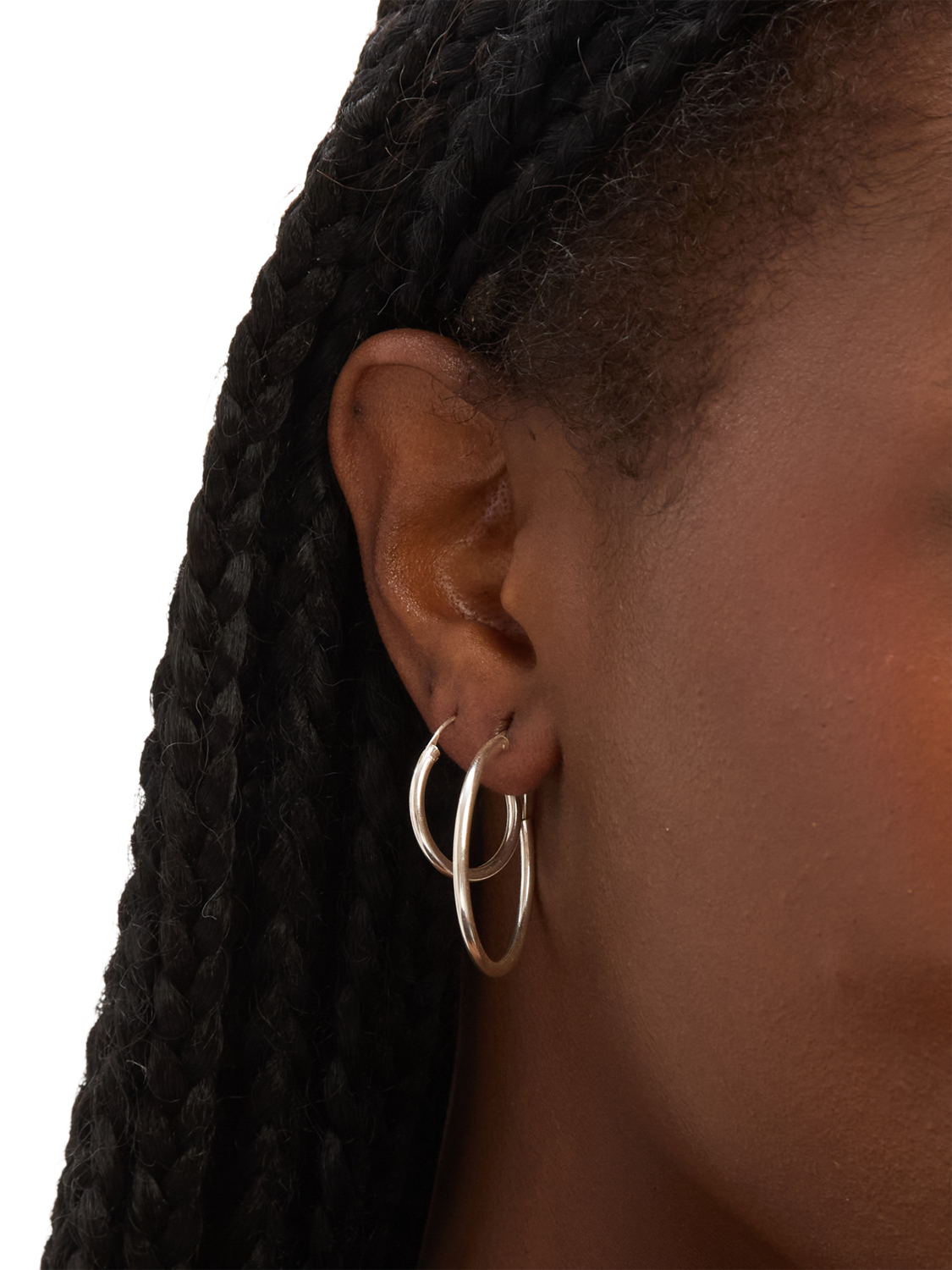 Product image 2 of 3, which shows Simply Silver Polished 20mm Sleeper Hoop Earrings
