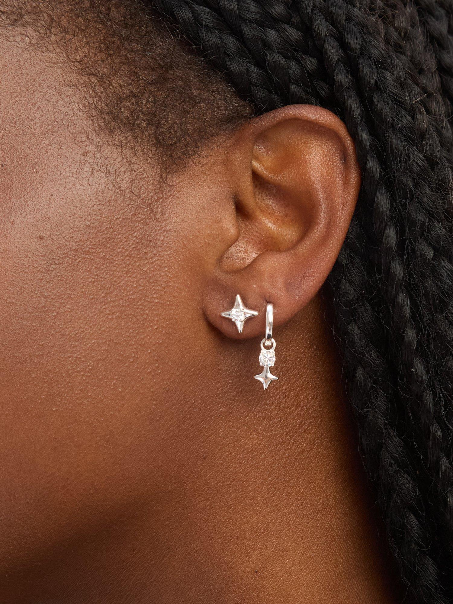 Product image 2 of 2, which shows Simply Silver Celestial Cubic Zirconia Stud Earrings, Silver