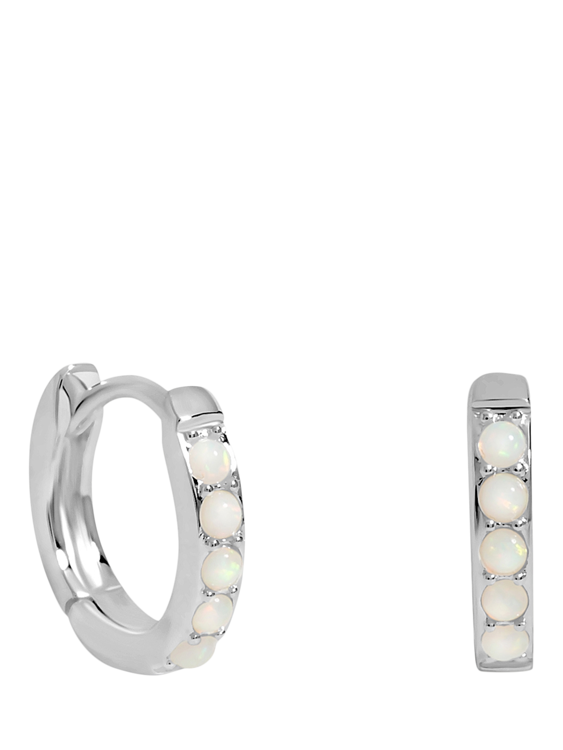 Product image 1 of 3, which shows Simply Silver Cubic Zirconia 10mm Opal Hoop Earrings